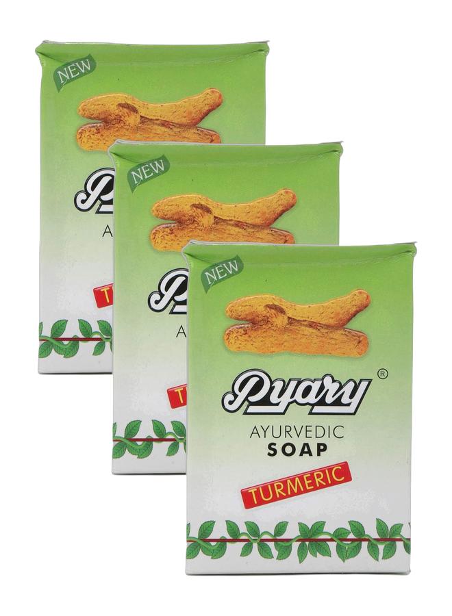 Pyary Ayurvedic Turmeric Soap Bars – 3 Pieces - Image 1